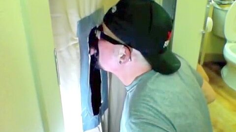 Black Cock Enjoys Gloryhole Blowjob