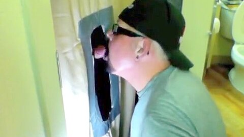 Black Cock Enjoys Gloryhole Blowjob