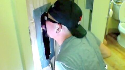 Black Cock Enjoys Gloryhole Blowjob