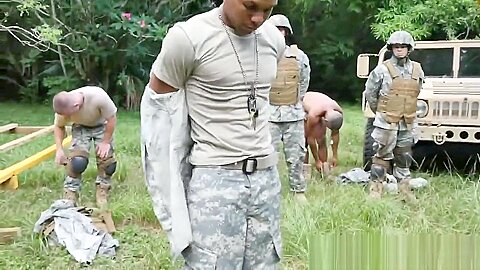 Black military dude fucked hard by white soldier