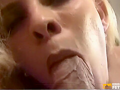 Blonde Chick Sticks A Vibrator In Her Hairy Pussy Before Getting Boned By A Dude