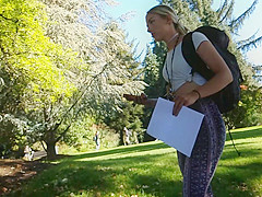 Blonde College Athlete in Tight Leggings