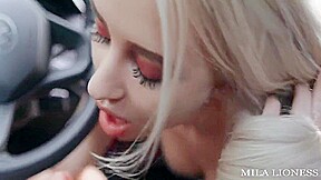 Blonde Sucked The Taxi Driver For The Trip / Cum On Face! 17 Min