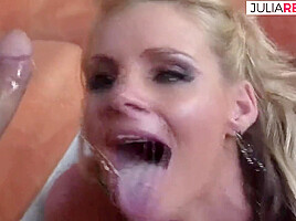 Blonde Sucks A Huge Dick Then Gets A Hard Fuck To Cumshot - JuliaReaves