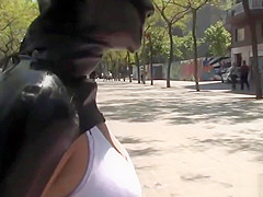 Blonde slut fucking under bridge