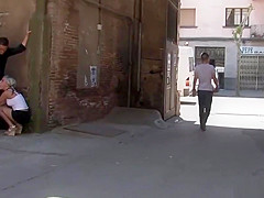 Blonde slut fucking under bridge