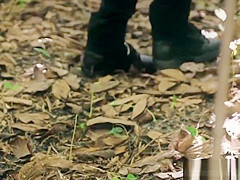 Bondage teen 18+ roughfucked outdoors by stalker
