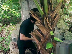 Bound girlnextdoor roughly pounded outdoors