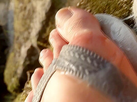 Boy Cumming On His Feet In Flip Flops After Wanking Outdoors  Foot Fetish Video