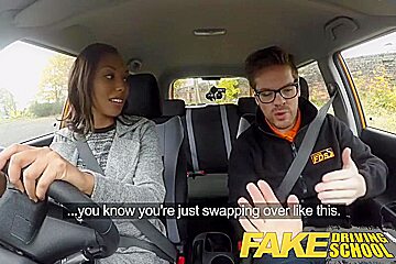 British Ebony Fucks Driving School Instructor Right