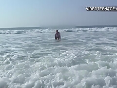 Brunette Naked At Beach
