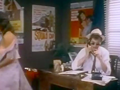 Brunette whore shows perfect tits to John Holmes