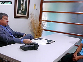 Business Dilf Barebacks Nippon Skinny Bottom In Office