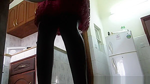 Busty African babe banged in kitchen