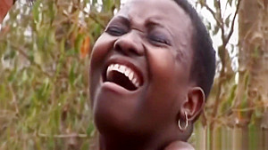 Busty African sluts bonded and outdoors