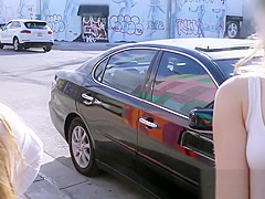 Busty amateur flashing on the streets