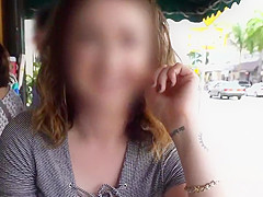 Busty beauty flashing cunt in public for money