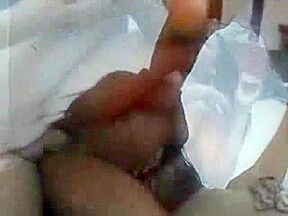Busty ebony getting creampied after rough sex