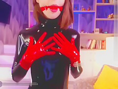 Camsession Young Woman Ballgag An Latex