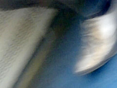 Candid feet in train - wearing shoes at end