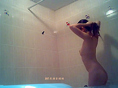 Charming asian naked in the shower
