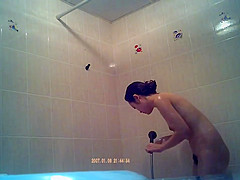 Charming asian naked in the shower