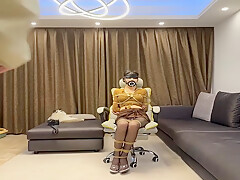 Chinese Cutie Bound On Chair