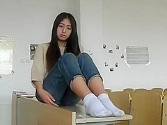 Chinese Foot Tickle White Socks Bare Feet & Nylon