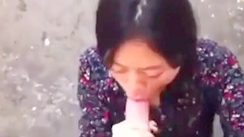 Chinese Gf Big Cock Outdoor Blowjob Facial