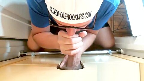 Chocolate Cock Gets Gloryhole Blowjob