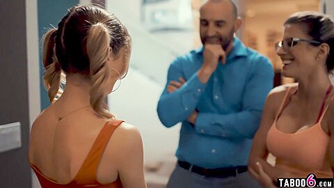 Coach Wife Brings In Tiny teen 18+ Cheerleader For Husband