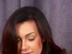 Cock loving lingerie lady watches jerk off