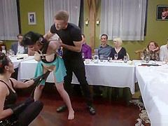 Covered in food slave public banged
