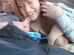 Crazy Japanese slut Shima Kishimoto, Ryo Tsujimoto, Risa Hano in Exotic Outdoor, Car JAV movie