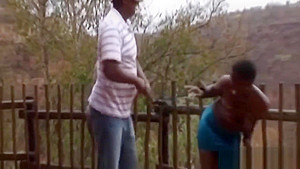 Crazy guys tie and cute African chicks and almost make them cry