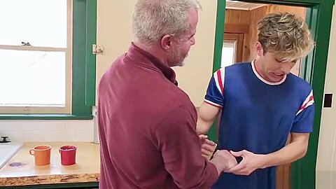 Cute twink visits stepgrandpas big cock for a sleepover