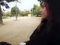 Cutie anal banged from behind outdoor