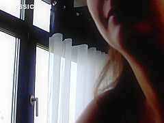 Dark Haired German Beauty With Small Tits Stuffing A Cucumber In Her Muff