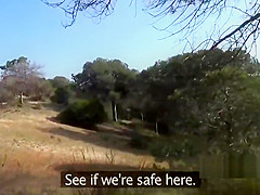 Dark haired amateur sucks cops dick outdoors