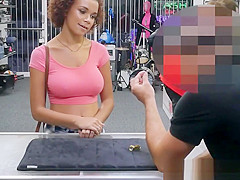 Ebony pawn amateur strips and fucks in pov