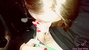 Eleo And Mish - Mcdonalds Nuggets Eating With Cum Play, Risky Car Blowjob In Public Place
