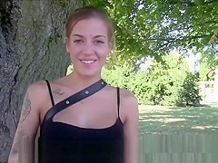Euro amateur swallows cum outdoors