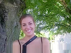 Euro amateur swallows cum outdoors