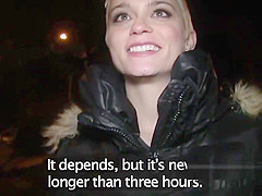 Euro blonde paid for public blowjob