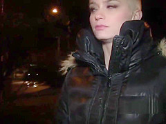 Euro blonde paid for public blowjob