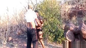 Exotic african sex slave in bondage has to suck her owners dick very gently