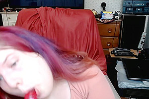 Fat Chubby Shemale Sucks A Dildo