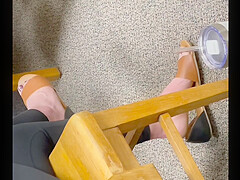 Feet soles arches of unaware worker