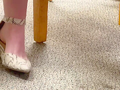 Feet soles arches of unaware worker