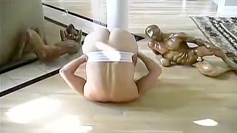 Flexible guy showers and plays